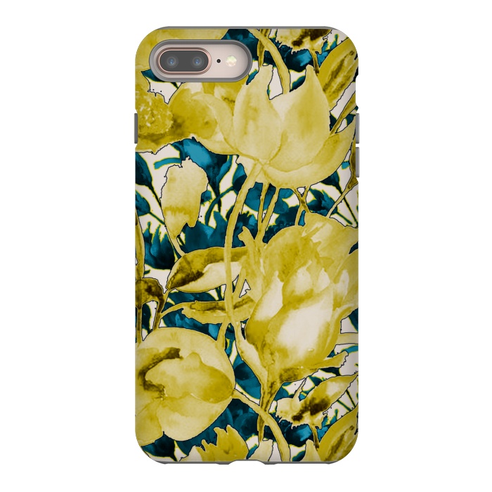 iPhone 8 plus StrongFit Yellow watercolour floral by Kashmira Baheti