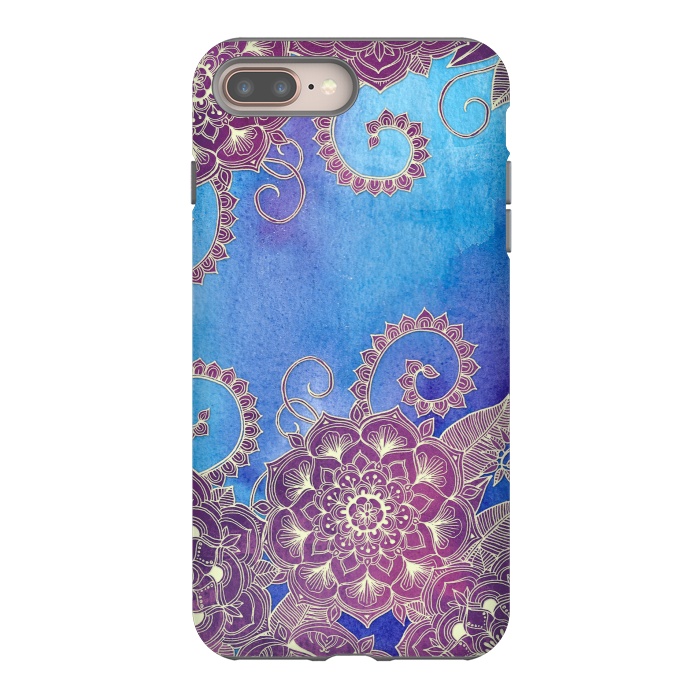 iPhone 8 plus StrongFit Magnolia & Magenta Floral on Watercolor by Micklyn Le Feuvre