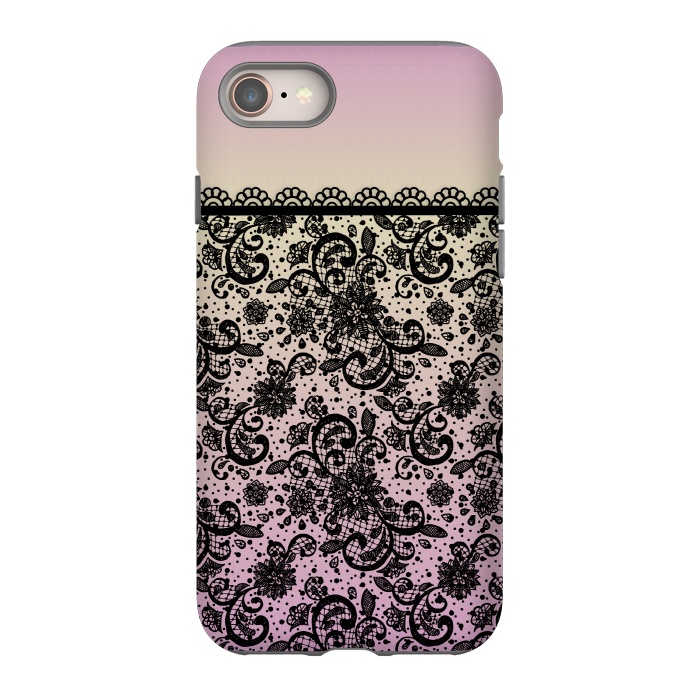 iPhone 8 StrongFit Black lace Purple Ombre by Quirk It Up