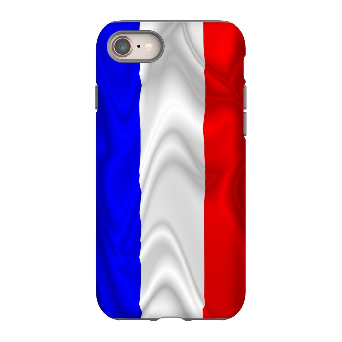 iPhone 8 StrongFit France Flag Waving Digital Silk Satin Fabric  by BluedarkArt