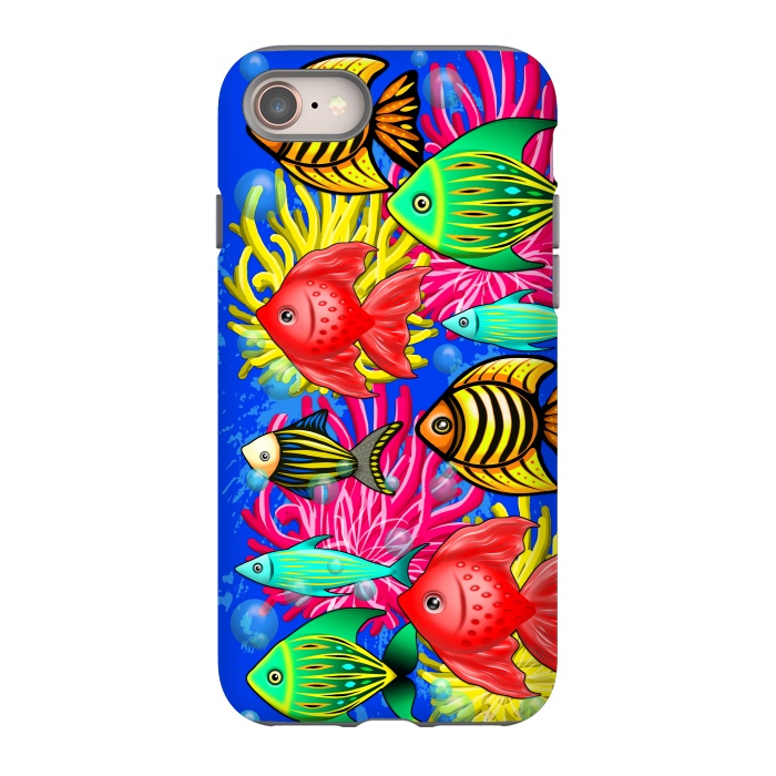 iPhone 8 StrongFit Fish Cute Colorful Doodles  by BluedarkArt