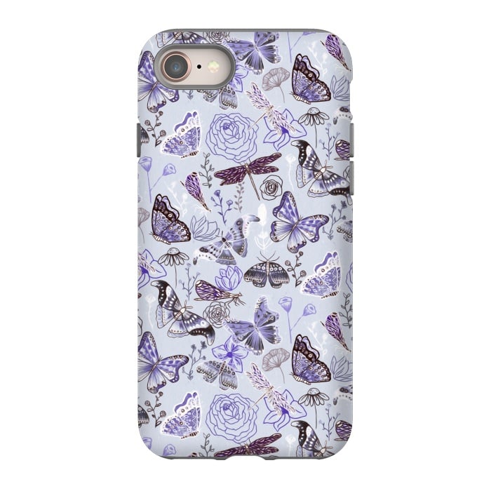 iPhone 8 StrongFit Pale Butterflies, Dragonflies and Moths  by Tigatiga