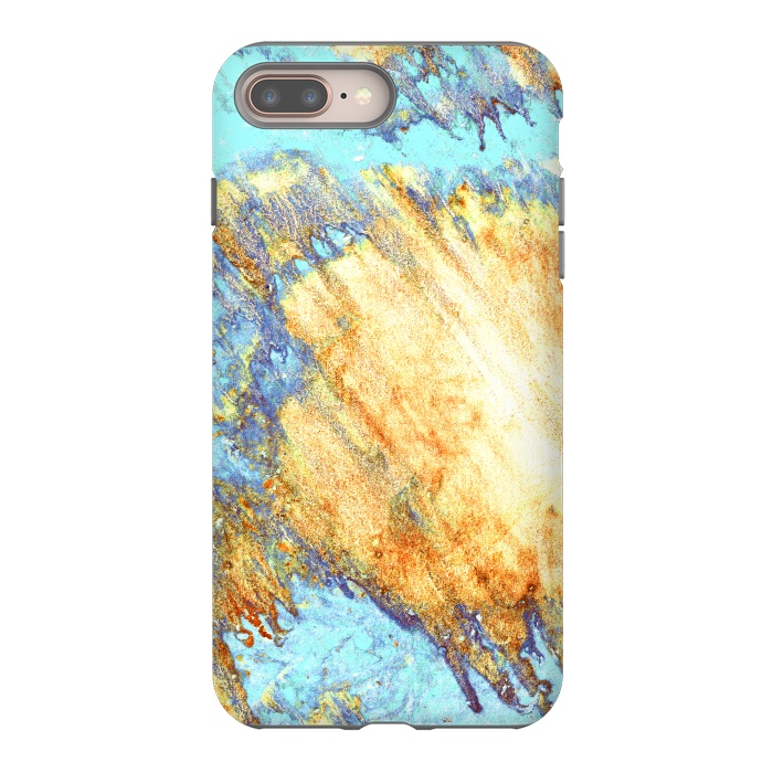 iPhone 8 plus StrongFit Gold & Aqua Marbling Storm  by Tigatiga