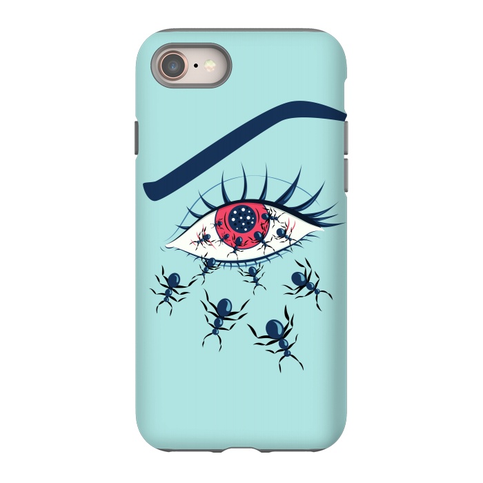 iPhone 8 StrongFit Weird Creepy Red Eye With Crawling Ants by Boriana Giormova