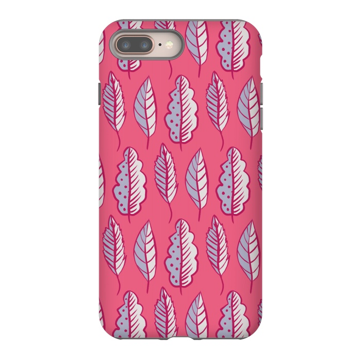 iPhone 8 plus StrongFit Pink Leaves Abstract Decorative Pattern by Boriana Giormova