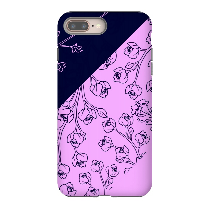 iPhone 8 plus StrongFit PINK BLUE FLORAL PATTERN by MALLIKA