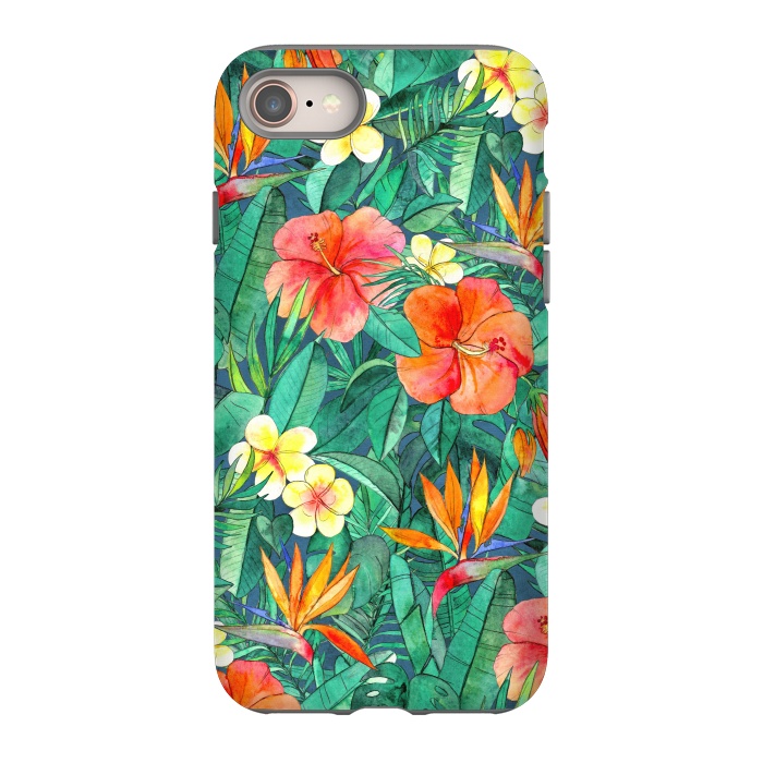 iPhone 8 StrongFit Classic Tropical Garden in Watercolor by Micklyn Le Feuvre