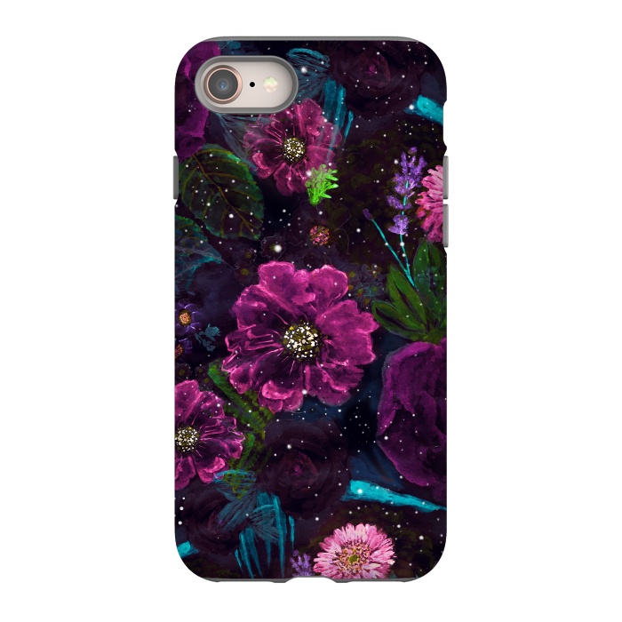 iPhone 8 StrongFit Whimsical Watercolor night garden floral hand paint  by InovArts
