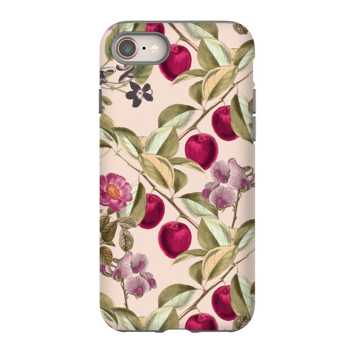 iPhone 8 StrongFit Pink Fruits and Flowers Pattern  by Zala Farah