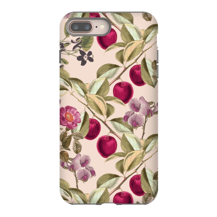 iPhone 8 plus StrongFit Pink Fruits and Flowers Pattern  by Zala Farah