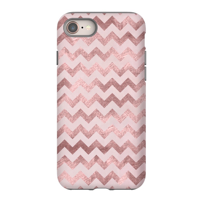 iPhone 8 StrongFit Elegant Rose Gold Chevron Stripes 2 by Andrea Haase