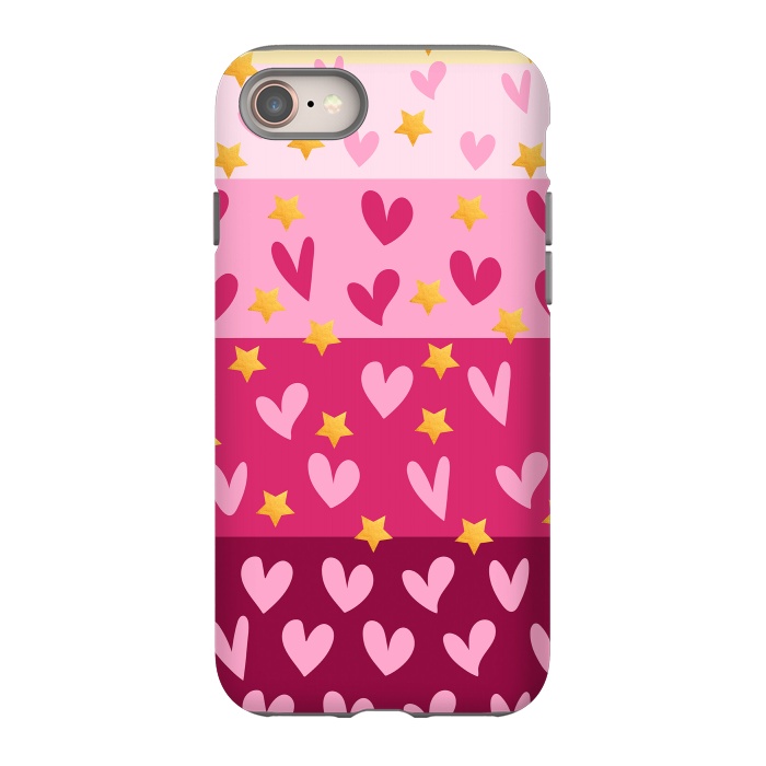 iPhone 8 StrongFit Pink Hearts With Stars by Rossy Villarreal