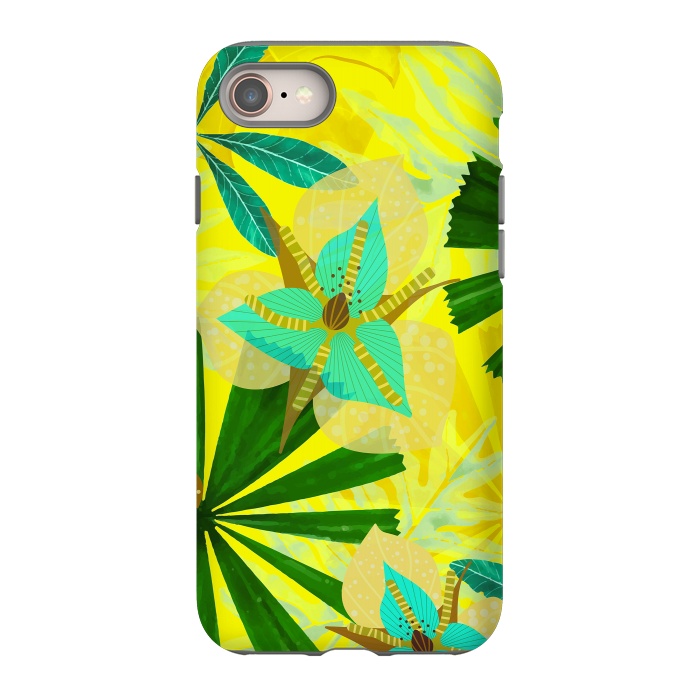 iPhone 8 StrongFit Colorful Yellow Green and teal Abstract Aloha Tropical Jungle by  Utart