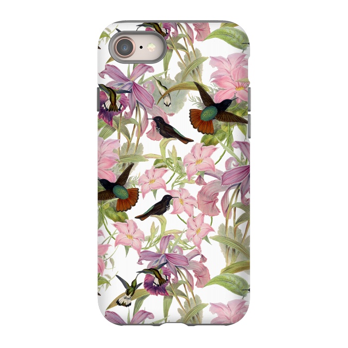 iPhone 8 StrongFit Hummingbirds and Tropical Flowers by  Utart