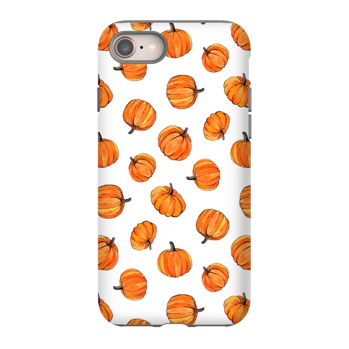 iPhone 8 StrongFit Tiny Pumpkin Polka Dots on White by Micklyn Le Feuvre