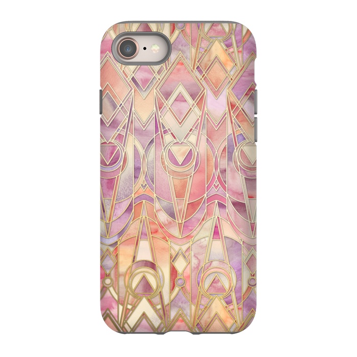 iPhone 8 StrongFit Autumn Peach and Amethyst Art Deco Pattern by Micklyn Le Feuvre