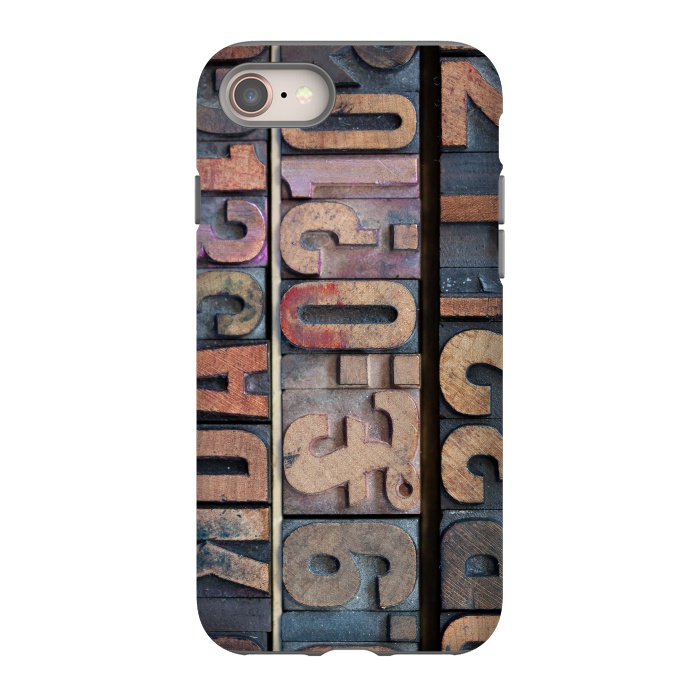 iPhone 8 StrongFit Old Wooden Print Blocks by Andrea Haase