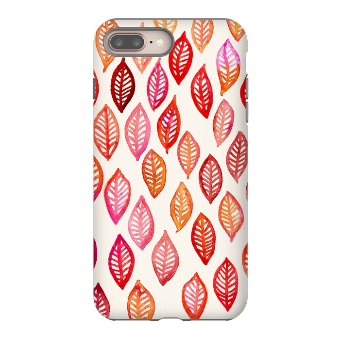 iPhone 8 plus StrongFit Watercolor Leaf Pattern in Autumn Colors by Micklyn Le Feuvre