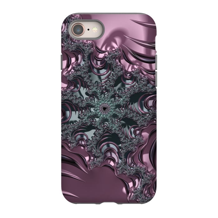 iPhone 8 StrongFit Shiny Pink Green Fractal Design by Andrea Haase