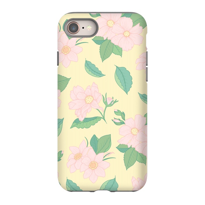 iPhone 8 StrongFit Yellow Pastel Floral Print by Becky Starsmore