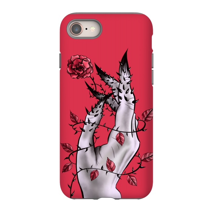 iPhone 8 StrongFit Deformed Hand With Thorns And Rose Horror Art by Boriana Giormova