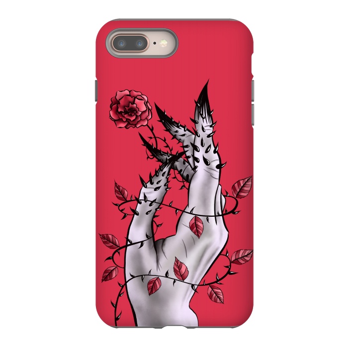 iPhone 8 plus StrongFit Deformed Hand With Thorns And Rose Horror Art by Boriana Giormova