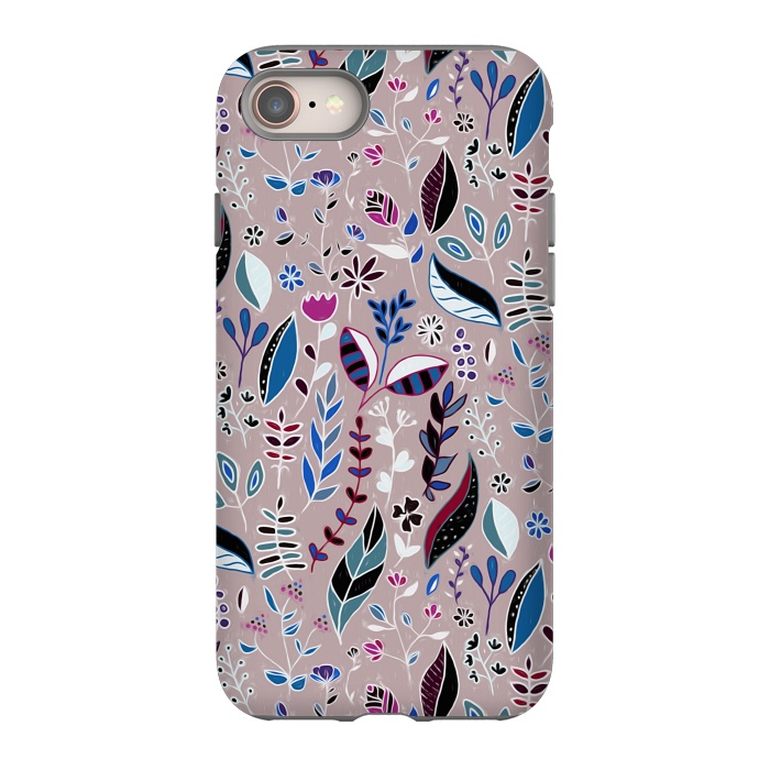 iPhone 8 StrongFit Vibrant Nature Doodle On soft Grey  by Tigatiga