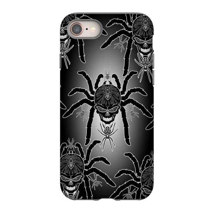 iPhone 8 StrongFit Spider Skull Tattoo Black and Whi by BluedarkArt