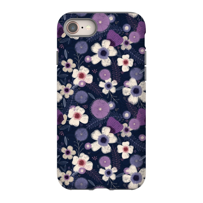 iPhone 8 StrongFit Navy & Purple Floral by Noonday Design