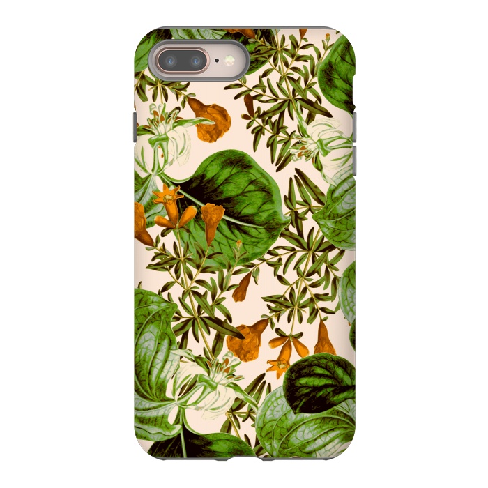 iPhone 8 plus StrongFit Orange Floral Botanic by Zala Farah