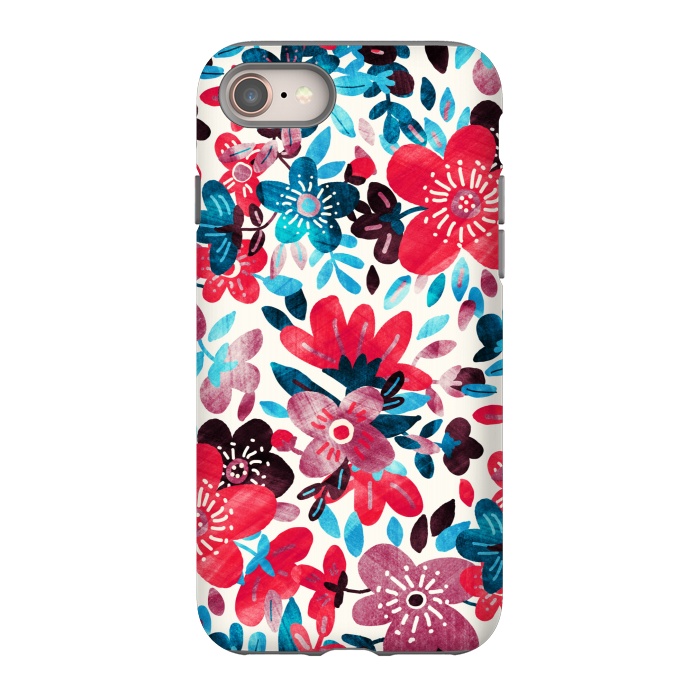 iPhone 8 StrongFit Happy Red & Blue Floral Collage  by Micklyn Le Feuvre