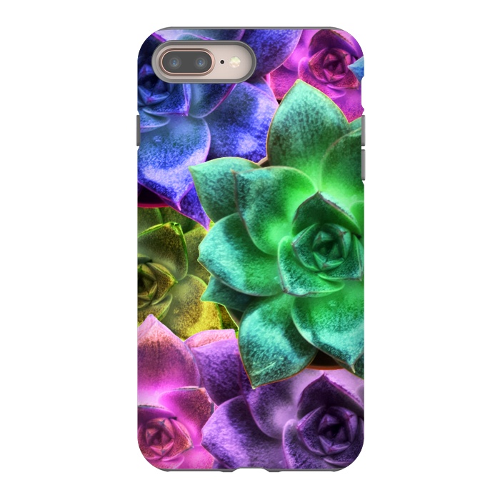 iPhone 8 plus StrongFit Succulent Plants Psychedelic Colors Pattern by BluedarkArt