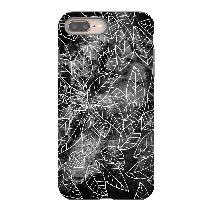 iPhone 8 plus StrongFit Black and white leaves on marble by Oana 