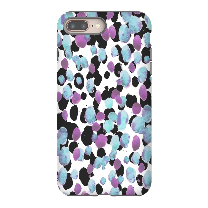 iPhone 8 plus StrongFit Purple blue animal print paint spots by Oana 