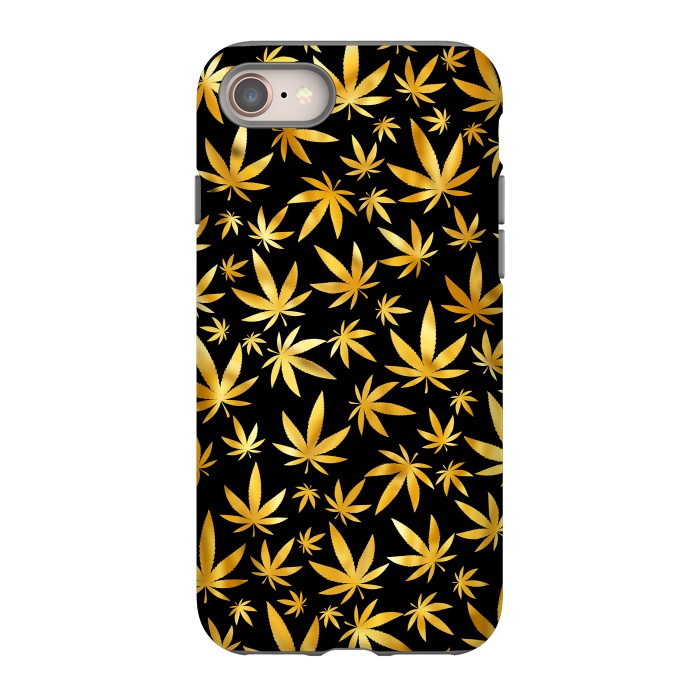 iPhone 8 StrongFit Weed Pattern - Black and Yellow by Art Design Works