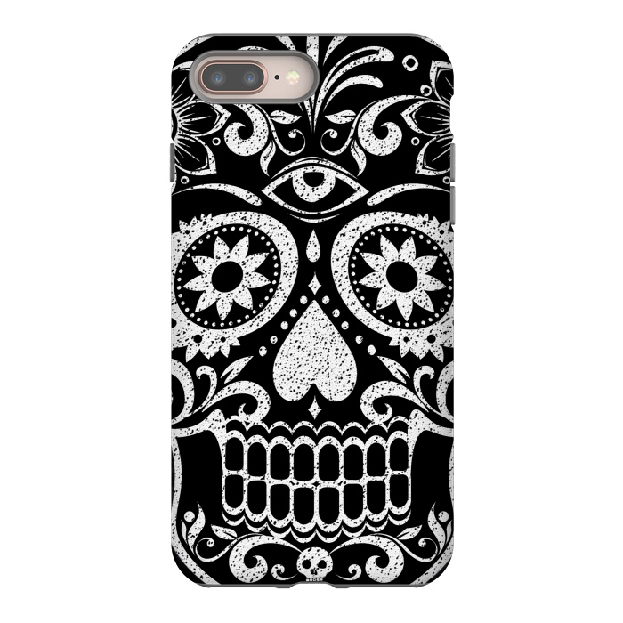 iPhone 8 plus StrongFit White glitter day of the dead sugar skull - Halloween by Oana 