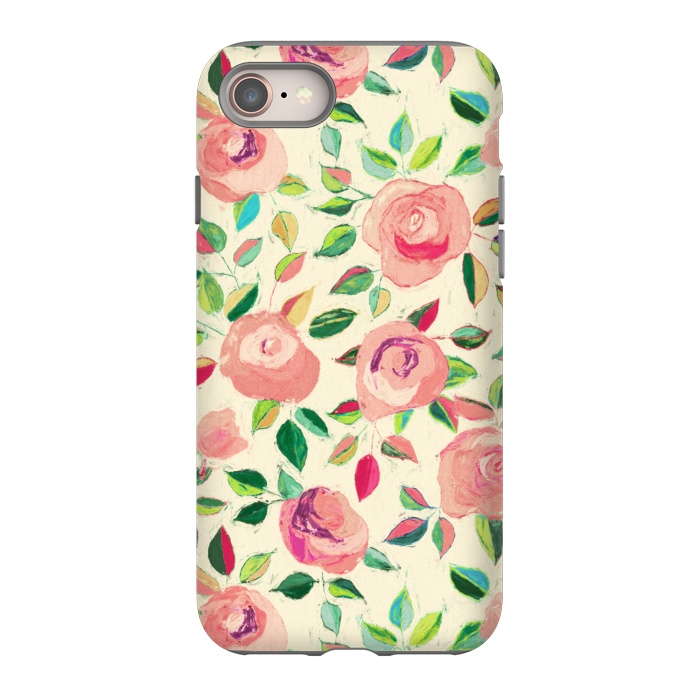 iPhone 8 StrongFit Pink and Peach Rose Pattern in Pastels by Micklyn Le Feuvre