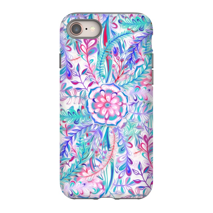 iPhone 8 StrongFit Boho Flower Burst in Pink and Blue by Micklyn Le Feuvre