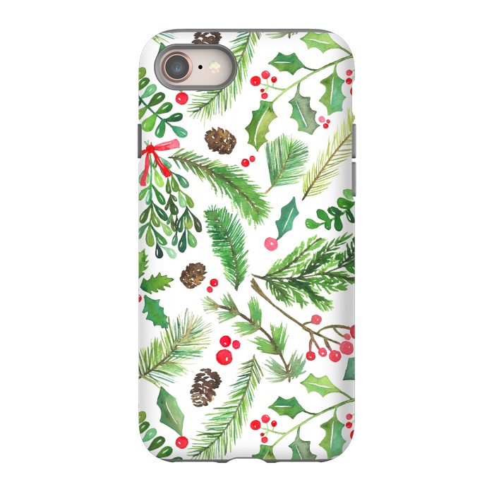 iPhone 8 StrongFit Watercolor Christmas Greenery by Noonday Design