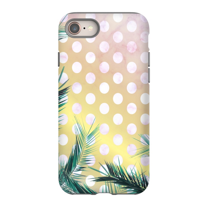 iPhone 8 StrongFit tropical palm leaves on golden dotted background by Oana 