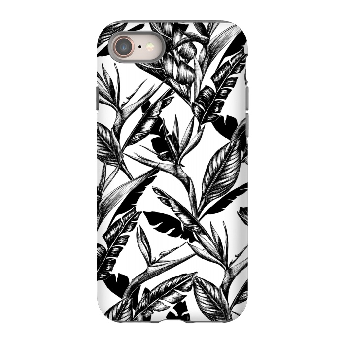 iPhone 8 StrongFit Black and White Strelitzia by gingerlique