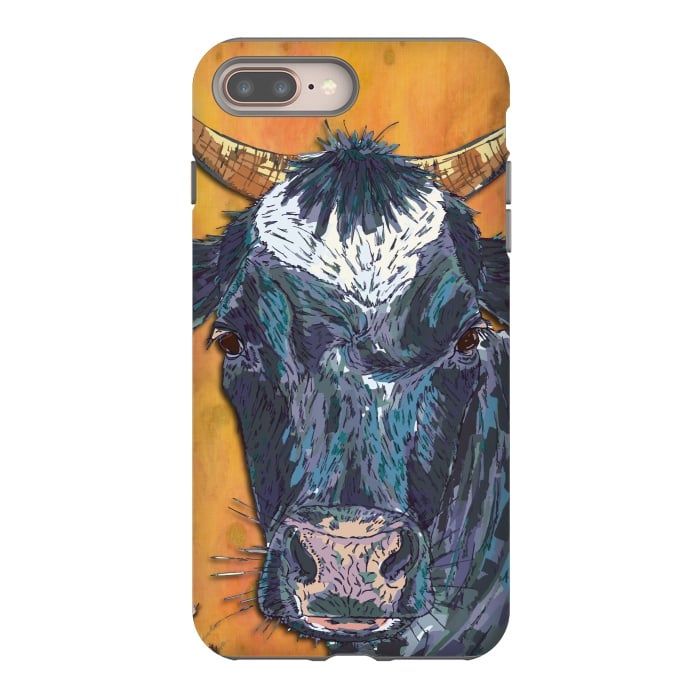 iPhone 8 plus StrongFit Cow in Yellow by Lotti Brown