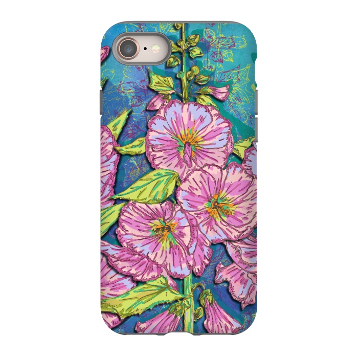 iPhone 8 StrongFit Hollyhocks by Lotti Brown