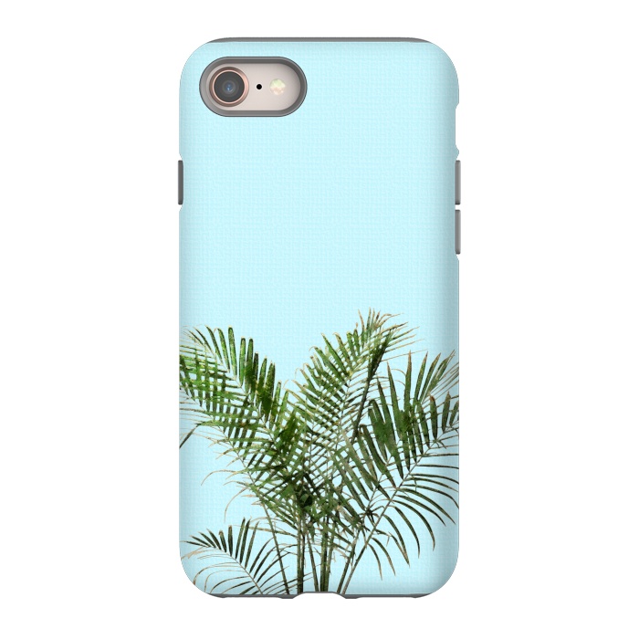 iPhone 8 StrongFit  Palm Plant on Pastel Blue Wall by amini54