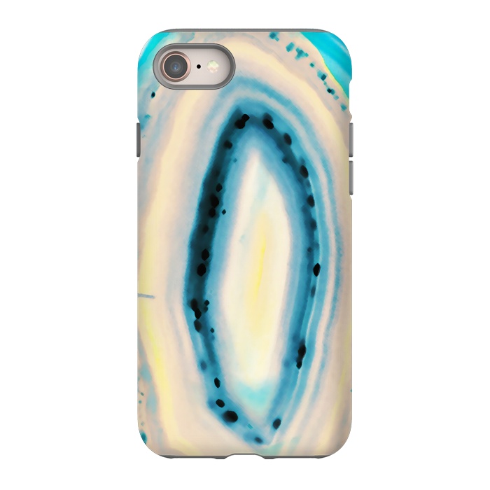 iPhone 8 StrongFit Blue yellow brushed agata marble by Oana 