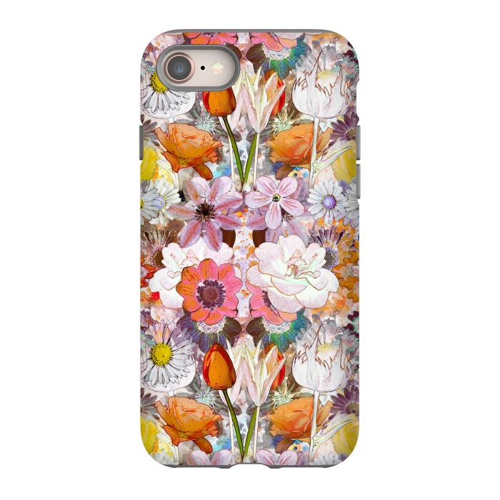 iPhone 8 StrongFit Colorful painted Marie Antoinette flowers by Oana 