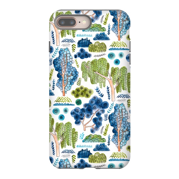 iPhone 8 plus StrongFit Watercolor Chinoiserie Trees  by Tigatiga