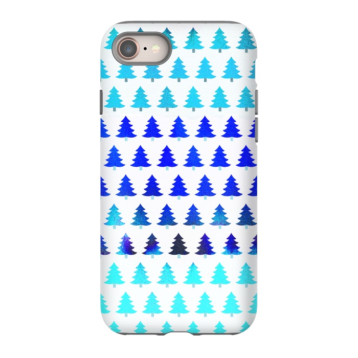 iPhone 8 StrongFit Blue pine trees pattern - Christmas sweater by Oana 