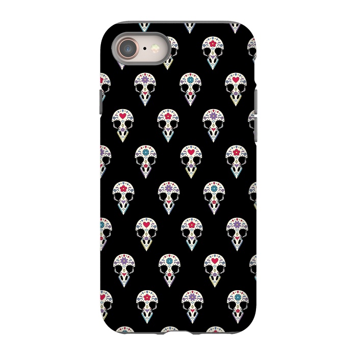 iPhone 8 StrongFit Bird sugar skull pattern by Laura Nagel