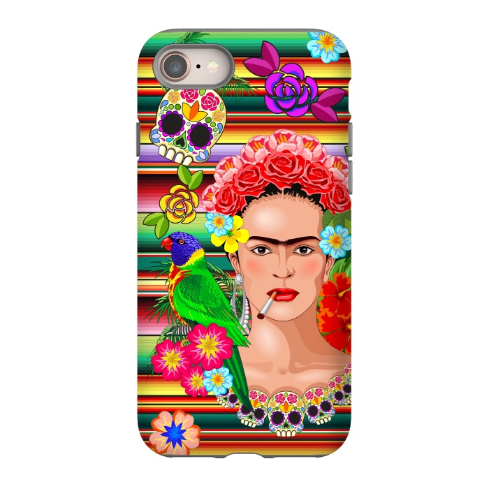 iPhone 8 StrongFit Frida Kahlo Floral Exotic Portrait  by BluedarkArt
